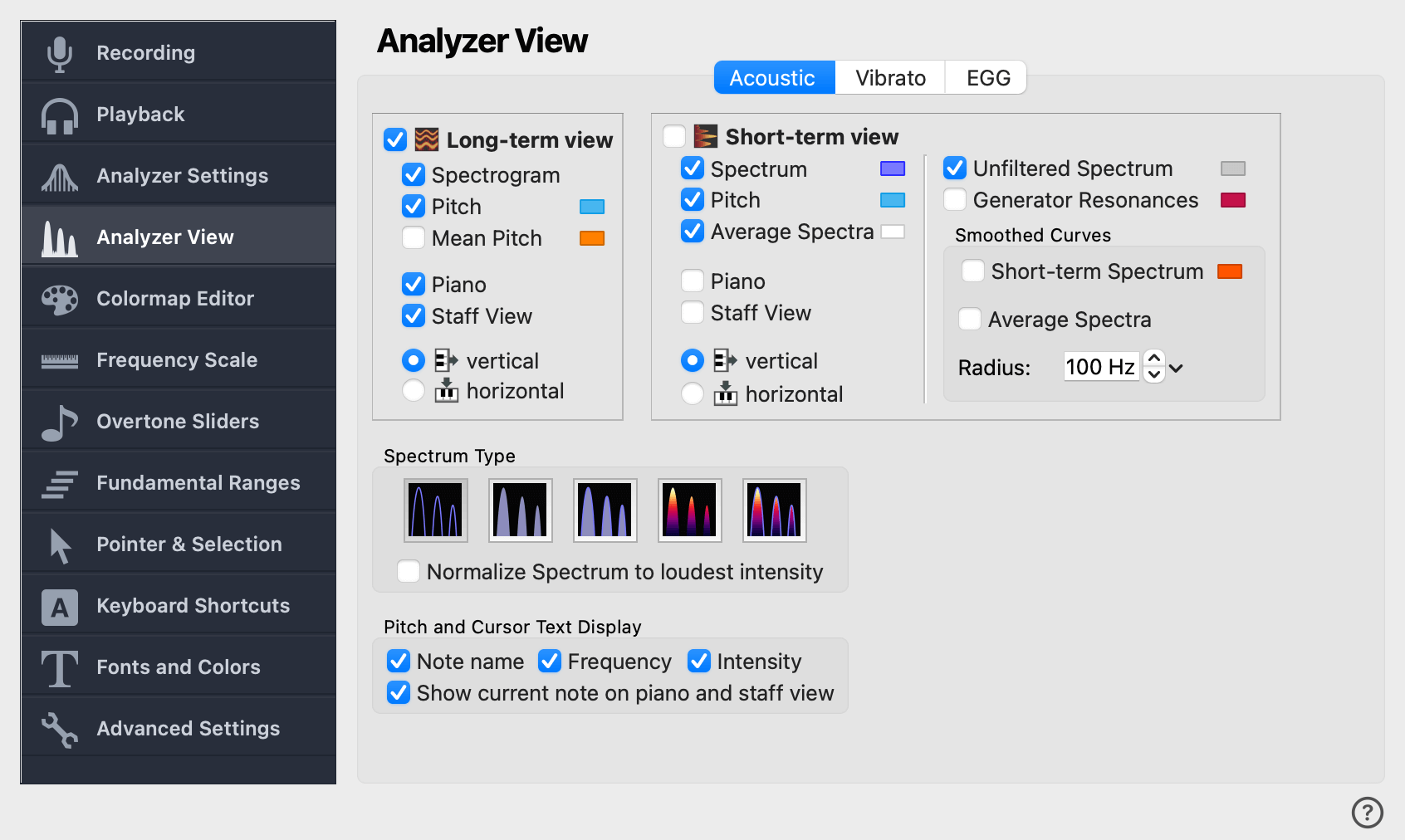 qs analyzer view settings